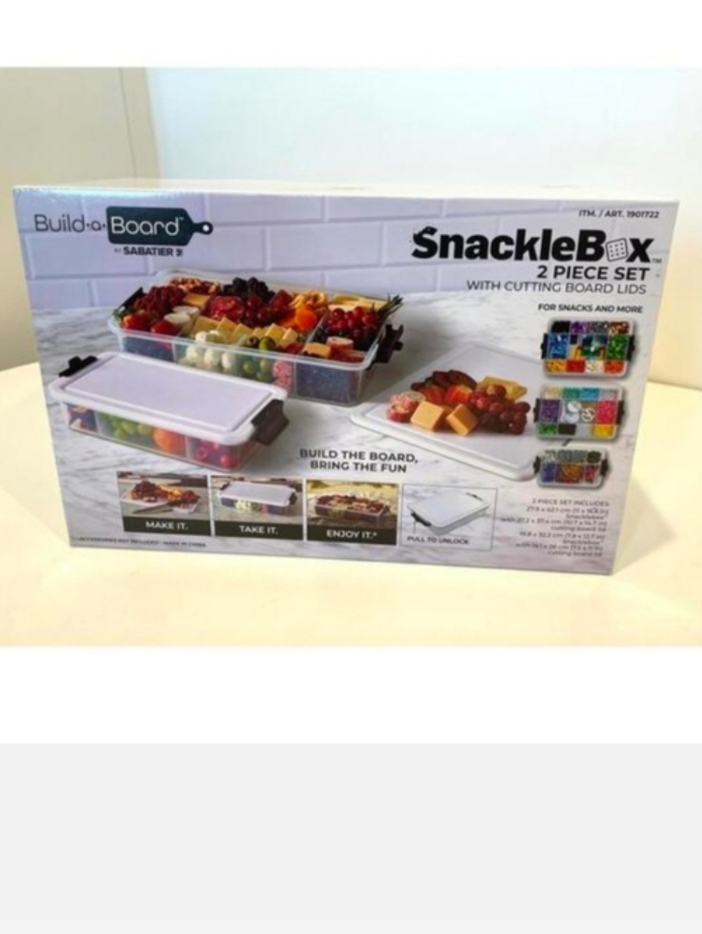 Sabatier SnackleBox 2 Piece Set with Cutting Board Lids. New
